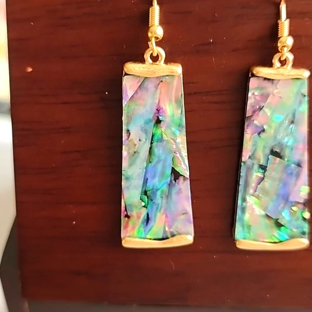 BOHO MULTICOLOR Acrylic GOLD Abalone Shell - Picture 2 of 4